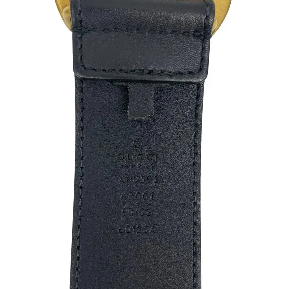 Gucci GG Marmont 2015 Re Edition Wide Belt Gold Buckle Black Men Size 80/32